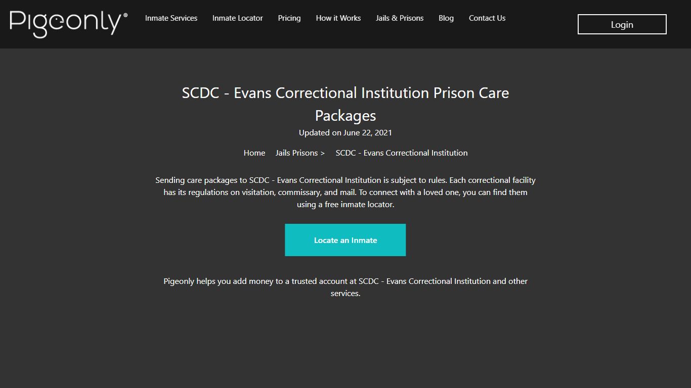 SCDC – Evans Correctional Institution Prison Care Packages